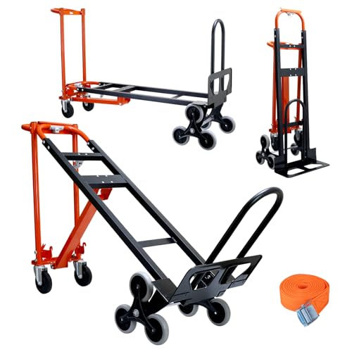 3 in 1 Stair Climbing Dolly Cart with Wheels,1000LBS(Orange) - color: Orange