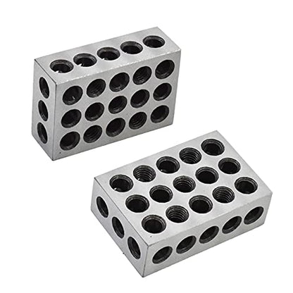 1 x 2 x 3 Inch Blocks Matched Pair 23 Holes Hardened Steel HRC 57-62 123 Precision Machinist Set Up Blocks