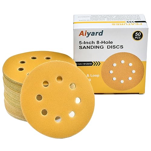 5-Inch 8-Hole Hook and Loop Sanding Discs 220-Grit, 50-Pack