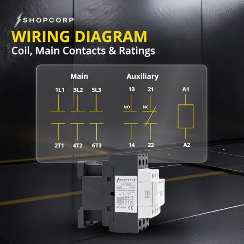 3 pole Contactor 30 Amp Normally Open IEC 660V Switch, Auxiliary 1NO/1NC - 220 / 240VAC Coil Inductive 32A and Resistive 50A, AC Contactor | Includes DIN Rail and Phillips Screws - style: 30A 220V - 1 Pack + Riel