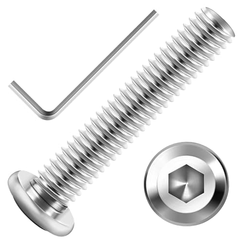 Mywish M10 x 45mm 30Pcs Silver Flat Head Hex Socket Cap Screws Bolts, 304 Stainless Steel Furniture Bolts Full Thread & Hex Spanner - color: Silver-M10, size: 45mm