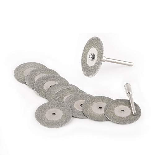 Diamond Cutting Wheel (1 3/16") 10pcs with 402 Mandrel (3mm) 2pcs and Screwdriver for Dremel Rotary Tools - size: 30mm