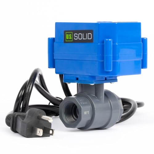 U.S. Solid 1/2" Motorized Ball Valve with US Plug 110VAC UPVC Electrical Ball Valve, Auto Return, Normally Closed - size: 1/2 inch, style: UPVC