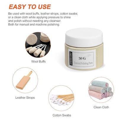 15,000Grit Diamond Polishing Lapping Compound Polish Paste 50G (1.76 Oz) with 25% Diamond Powder (0.8-1 Micros) for Metal Silver Chrome Glass Marble Resin Rock Watch Jewelry Gemstone - size: 15,000 Grit