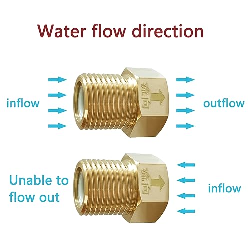 Joywayus Brass Check Valve 1/2" Male to 1/2" Female Thread One Way Non Return Backflow Preventer Check Valves (Pack of 2) - size: Male to Female
