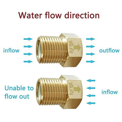 Joywayus Brass Check Valve 1/2" Male to 1/2" Female Thread One Way Non Return Backflow Preventer Check Valves (Pack of 2) - size: Male to Female
