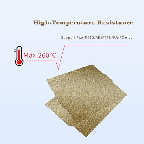 IdeaFormer Double Sided Golden Textured P2S P1S PEI Spring Steel Sheet 257x257mm, Flexible PEI Print Bed for Bambu Lab x2D X1 X1C P1P P1S P2S A1 3D Printer - color: Double Side Textured PEI