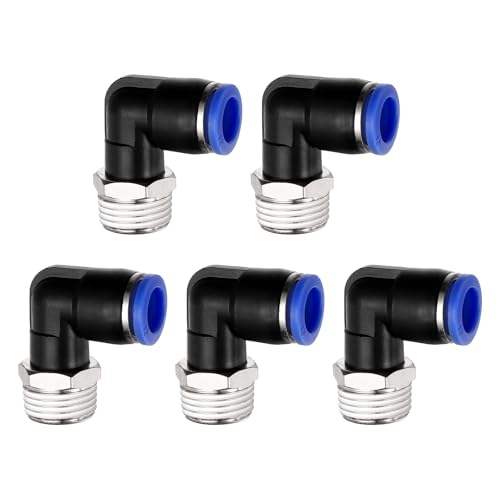 5Pcs Male Elbow Push to Connect Fitting Fit 12mm OD Tube 1/2" NPT - color: Blue, size: 12mm OD x 1/2" NPT