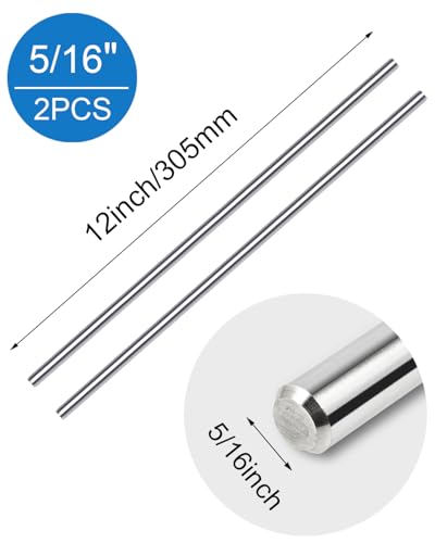 2 PCS 8mm(5/16") Dia 12" Length 304 Stainless Steel Rods SS Metal Rods - size: 8mm（5/16inch）