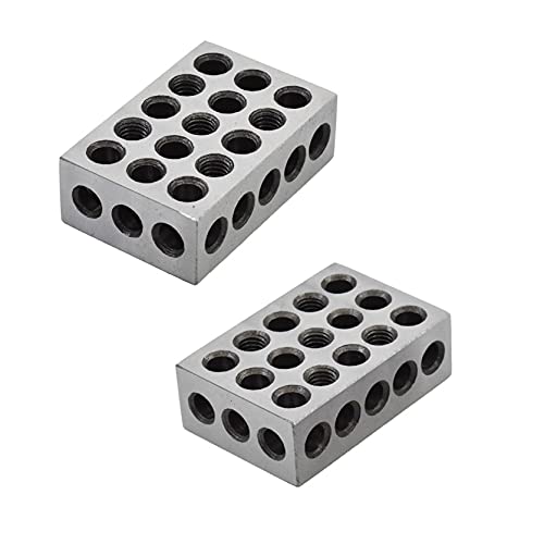 1 x 2 x 3 Inch Blocks Matched Pair 23 Holes Hardened Steel HRC 57-62 123 Precision Machinist Set Up Blocks