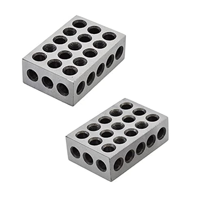 1 x 2 x 3 Inch Blocks Matched Pair 23 Holes Hardened Steel HRC 57-62 123 Precision Machinist Set Up Blocks
