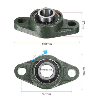 uxcell 2pcs UCFL205-15 Pillow Block Bearings 15/16 inch Bore Self Alignment, Solid Cast Iron Base Mounted Chrome Steel Bearings - size: UCFL205-15