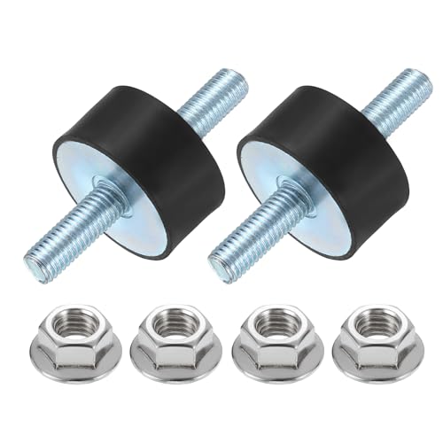 uxcell 2Pcs M10 x 25mm Rubber Mounts, 20 x 40mm Cylindrical Anti Vibration Isolator Studs Shock Absorber Double Studs with Nuts for Car Bobbin Generator Air Compressors - size: M10 x 25mm, 20 x 40mm