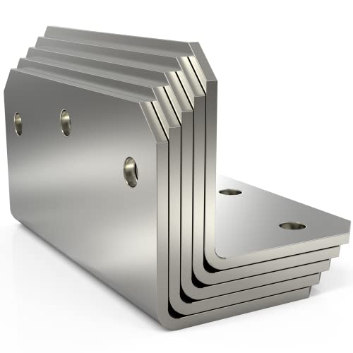 4x2x2 Inch L Brackets Corner Braces for Wood L Right Angle Bracket