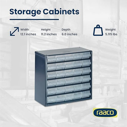 Raaco Steel Storage Cabinet, Compact 30-Drawer (C6-30), Tool Organizer - size: Compact-30D