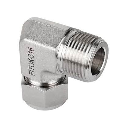 316 Stainless Steel Compression Tube Fitting Male Elbow 1" Tube OD x 1" Male NPT 4700 psi, SS-LM-FL16-NS16 - size: 1" OD x 1" MNPT