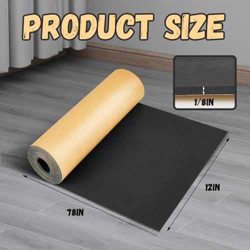 1 Pc 78 x 12 x 1/8 Inch Large Closed Cell Foam, Marine Foam Roll, Black - size: 78 x 12 x 1/8 Inch