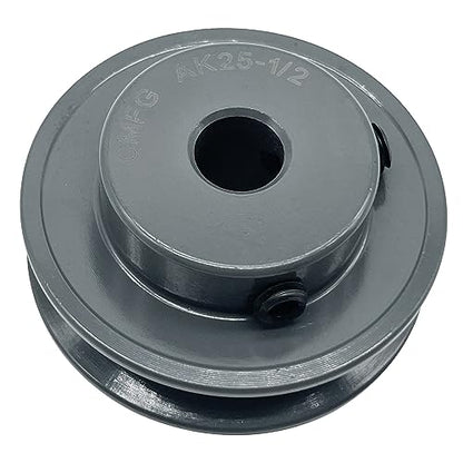 AK2512,AK25-1/2 V Belt Pulley,2.5 inch OD,1/2 inch Bore,Cast Iron Material, AK Single Groove v Belt Pulleys for "A" or ''4L" or "3L" Belts - size: 2.5 inch OD,1/2 inch Bore, style: 1 Groove