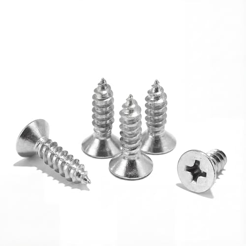 #4 x 1/2 inch Flat Head Wood Screws, 304 Stainless Steel Phillips Drywall Screws and Tapping Screws, High Hardness Screws for Drywall, Sheetrock, Wood (50 Pcs) - size: #4 x 1/2"