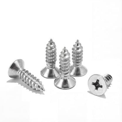#6 x 1-1/2 inch Flat Head Wood Screws, 304 Stainless Steel Phillips Drywall Screws and Tapping Screws, High Hardness Screws for Drywall, Sheetrock, Wood (100 pcs) - size: #6 x 1-1/2"