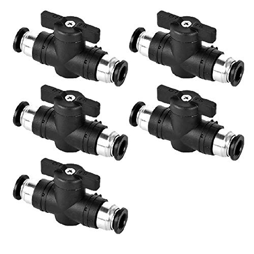 Beduan Pneumatic BUC Ball Valve, 5/16" x 5/16" OD Push to Connect Fitting Air Flow Control Valve Straight Quick Connect Union (Pack of 5) - size: 5/16" x 5/16" Tube OD(5 Pcs)