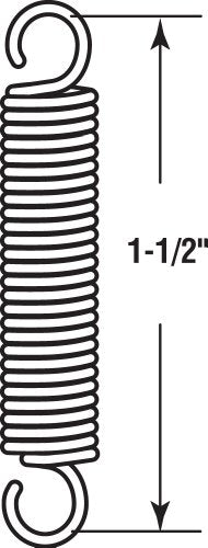 Prime-Line SP 9600 Extension Spring, Spring Steel Construction, Nickel-Plated Finish, 0.035 GA x 1/4 In. x 1-1/2 In., Single Loop Open, (2 Pack) - size: 1/4 in. x 1-1/2 in.