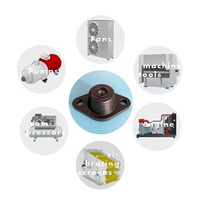 M8 Rubber+metal Anti-Vibration Turret Mounts, Rubber-in Shear Floor Mount, Compression Isolator Mounts for Pumps, Compressors-4PCS