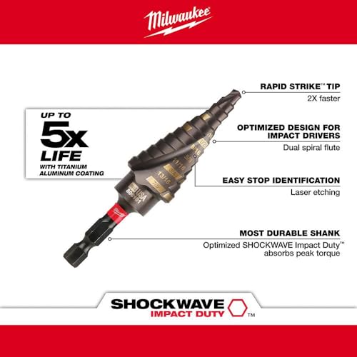 Milwaukee 48-89-9254 SHOCKWAVE High Speed Steel Impact Duty Step Bit 3 pc Set