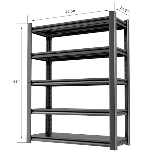 OLLRRACT 5-Tier Garage Shelving, Metal Storage Shelves, Utility Shelf - size: 24" D x48" W x87" H
