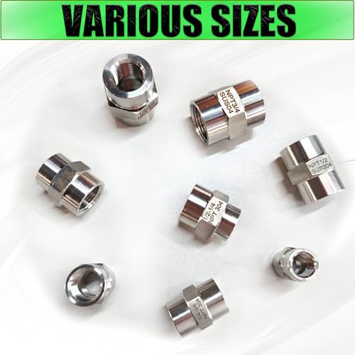 3/8 Inch NPT Female x 1/4 Inch NPT Female Pipe Fitting Reducer Coupler Connector, 304 Stainless Steel Reducing Coupling Adapter for Air Water Gas Oil (3/8" female x 1/4" female) - size: 3/8" female x 1/4" female