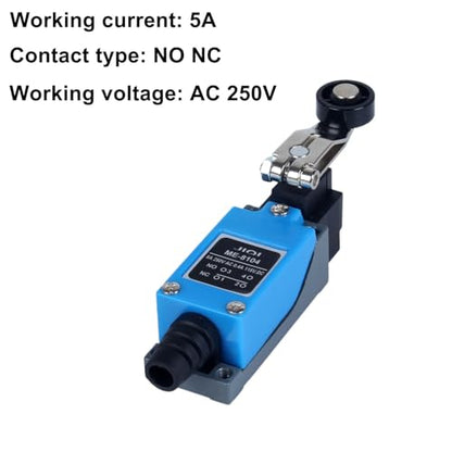 Momentary Limit Switch Travel Switch, Featuring a Side-Rotating Roller Actuator, NO and NC self-resetting momentary Switch(4PCS). - style: ME-8104