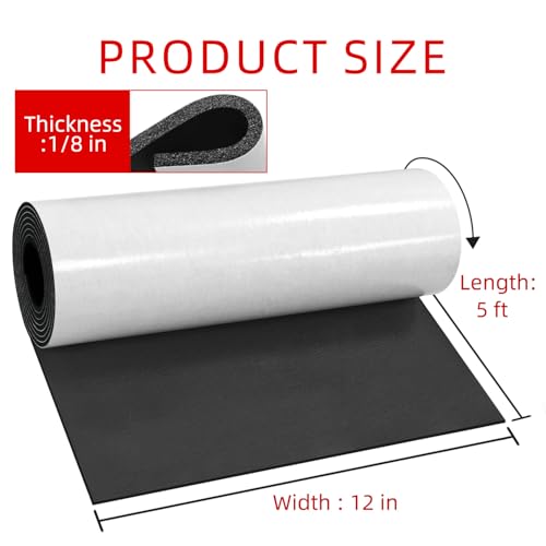 WELSTIK Sponge Neoprene Foam Sheet, Adhesive Rubber Padding 12"x1/8"x59"
