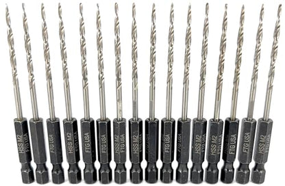 FTG USA 16Pc #4 (7/64") Replacement Countersink Drill Bit Set Tapered Bits - size: #4 (7/64"), style: 16 Bits w/o cutter
