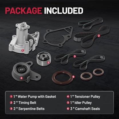 BDFHYK TCK282 Engine Timing Belt Kit with Water Pump Compatible with Hyundai 1996-2011 Accent Compatible with Kia 2006-2011 Rio, Rio5 1.5L 1.6L L4 DOHC - size: TCK282