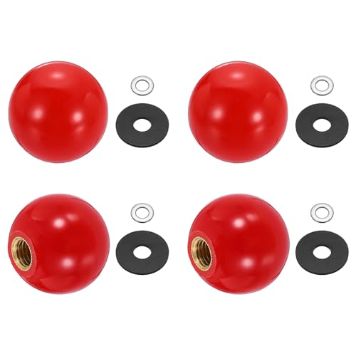 uxcell 4Pcs Threaded Ball Knobs, M10 x 35mm Phenolic Plastic Thread Ball Handles Balls Nuts Knob Caps Nut Balls with Threaded Insert for Machine Lever Handle DIY Project, Red - color: Red, size: M10 x 35mm