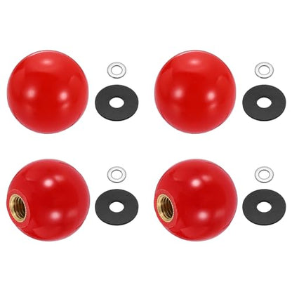 uxcell 4Pcs Threaded Ball Knobs, M10 x 35mm Phenolic Plastic Thread Ball Handles Balls Nuts Knob Caps Nut Balls with Threaded Insert for Machine Lever Handle DIY Project, Red - color: Red, size: M10 x 35mm