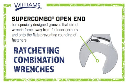 Williams WS-1164RC 4-Piece Reversible Ratcheting Combination Wrench Set - size: 4-Piece