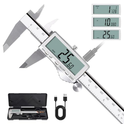 HARDELL Digital Caliper, 6" Rechargeable Calipers with Large LCD Screen