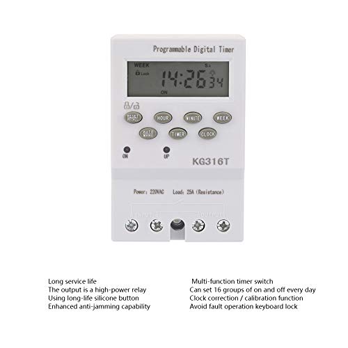 Digital Programmable Timer, Akozon KG316T 220V Microcomputer Time Control Switch Programmable Automatic Digital Timer Switch