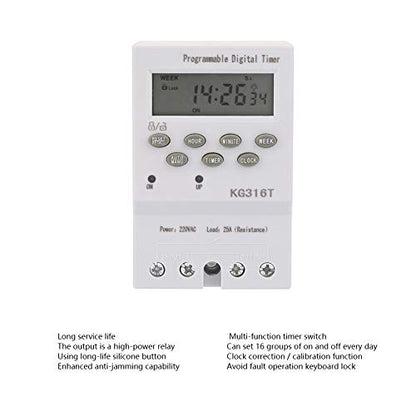 Digital Programmable Timer, Akozon KG316T 220V Microcomputer Time Control Switch Programmable Automatic Digital Timer Switch
