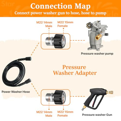 Twinkle Star Pressure Washer Adapter Set, Stainless Steel, 9 Sets - color: Stainless Steel, size: 9 Sets