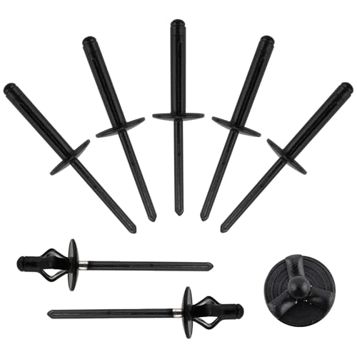 ALLCLEAN 3/16" x 1" Tri-Fold Large Head Rivets Assortment - 80Pcs,Black Tri-fold Exploding Pop Rivets Solid Aluminum Tri Grip Rivets Bulb Style Rivets for Kayak Marine Boat - color: Black Large Head, size: 3/16"x1"