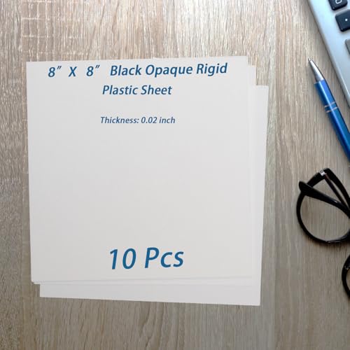 10 Pcs 8”X8” White Opaque Rigid Plastic Sheet, 0.02 inch Thick PVC Sheet 200mm x 200mm for Office DIY Cutting - color: White