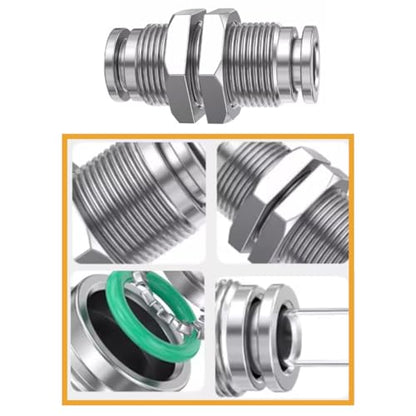 2Pcs Bulkhead Union 3/8" x 3/8" Tube OD Push to Connect Tube Fitting - size: 3/8" OD