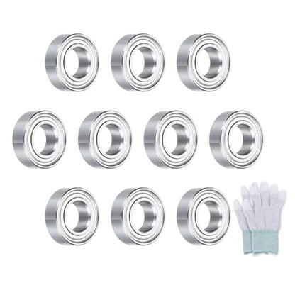 uxcell MR126ZZ Deep-Groove Ball Bearings for Rollers, 6mm x 12mm x 4mm Seal Bearings with Fiber Gloves, Double Metal Sealed Bearing Steel Skateboard Bearings 10Pcs - size: MR126ZZ