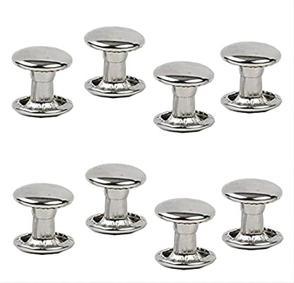 300 Sets Silver Stainless Steel Leather Rivets Double Cap Rivet Tubular Metal Studs Repairs Decoration Craft Accessories for Leather Craft Clothes Shoes Bags Belts (6mm, Silver) - size: 6mm