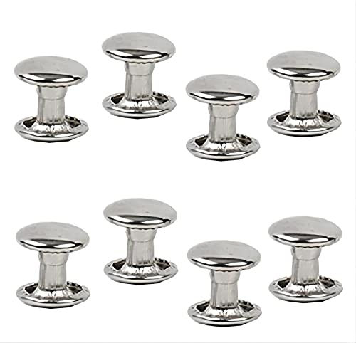 300 Sets Silver Stainless Steel Leather Rivets Double Cap Rivet Tubular Metal Studs Repairs Decoration Craft Accessories for Leather Craft Clothes Shoes Bags Belts (6mm, Silver) - size: 6mm