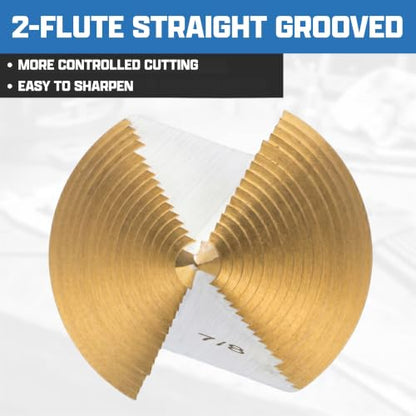 NEIKO 10628A Step Drill Bit, 2 Steps 7/8" to 1-1/8" Straight High Speed Steel, Titanium Nitride Coated, 1/4" Quick Change Step Bits for Steel, Metal, Wood, Plastic, Unibit Cone Drill Bits, Two Flute - size: #9 (7/8 - 1-1/8", 2S), style: Straight