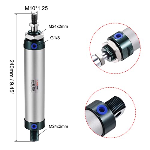 MECCANIXITY Pneumatic Air Cylinder Double Action MAL32X100 32mm Bore 100mm Stroke with Y Connector and 4Pcs Quick Fitting Set - size: 32X100 mm