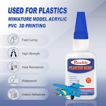 Super Glue for Plastic Repairs 30g×2 Pack – Strong Acrylic Glue for Plastic 3D Print, Legos, PLA, Car, ABS, PVC - size: 60g, style: Plastic Glue